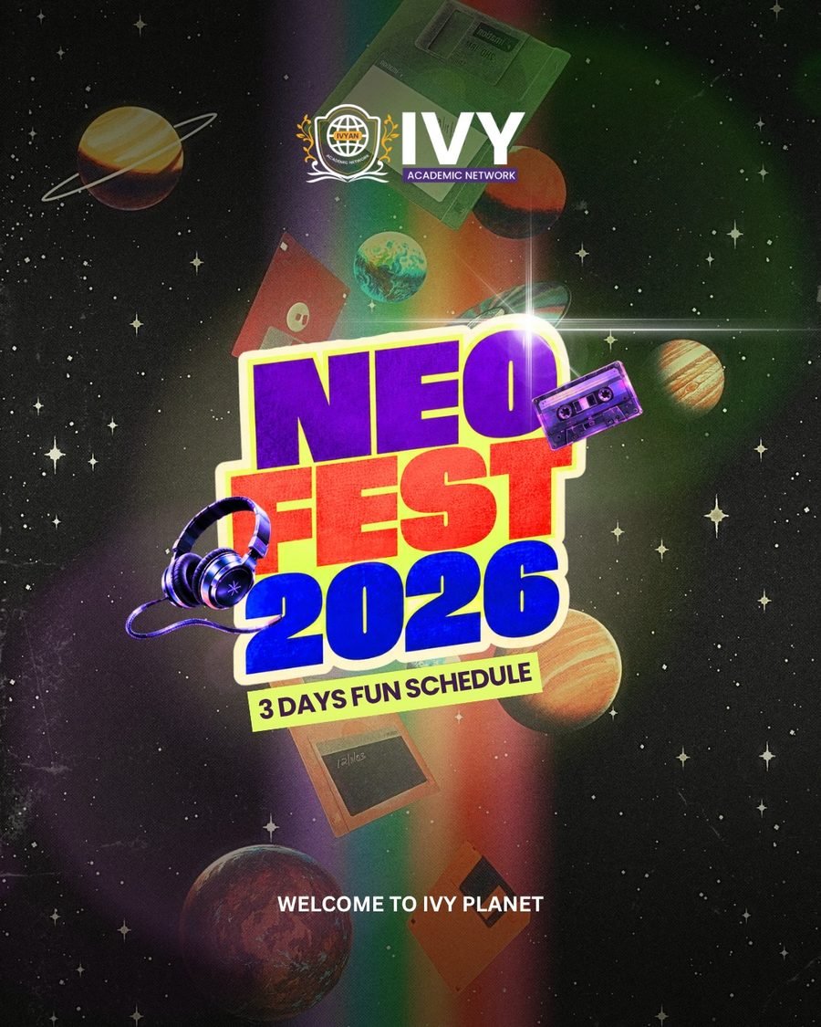 NEOFEST 2026 main poster: 3 days fun schedule, welcome to IVY Planet.